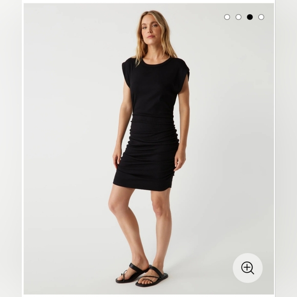 NWT Michael Stars Ricci Power Shoulder Dress in black. Size S - Picture 1 of 5